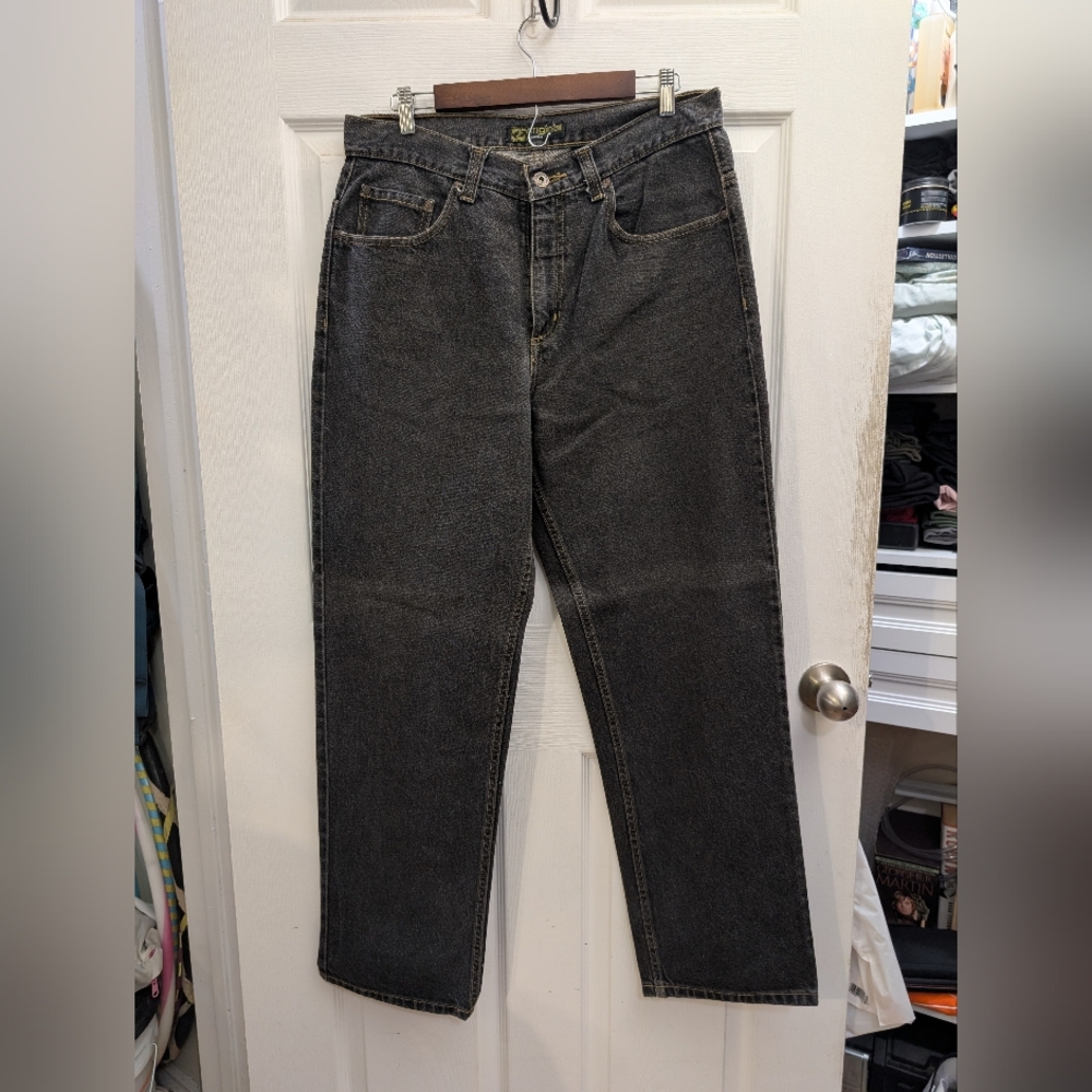 Anchor Blue Black Straight Jeans Size 34x32